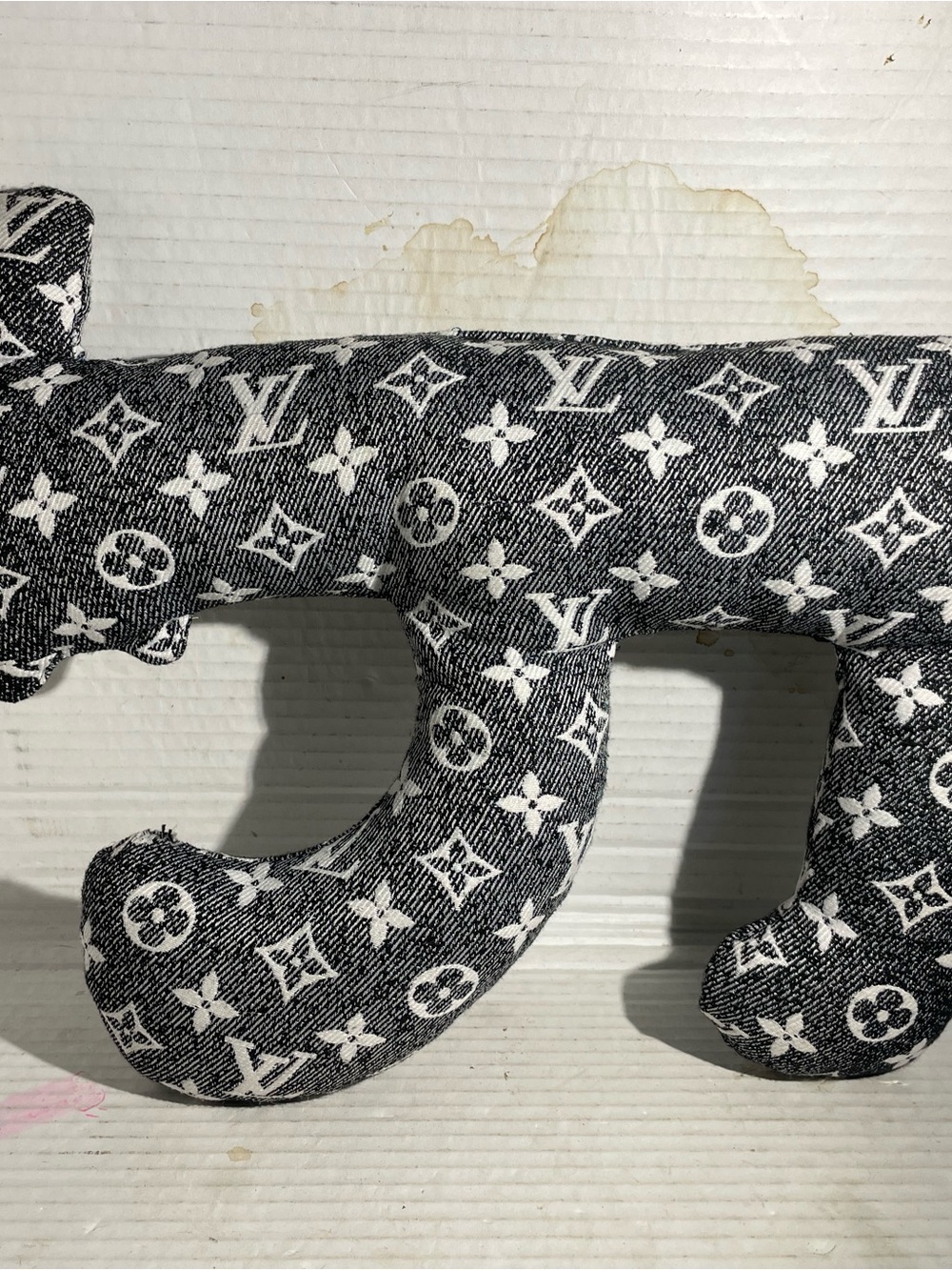 LV Black and White Monogram Plush Draco Accent Pillow